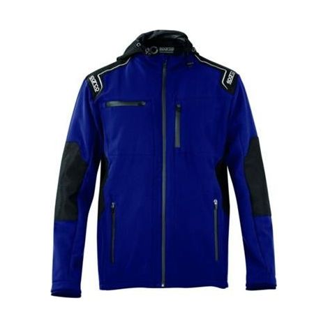 Veste de travail d'hiver softshell Sparco Seattle taille XXL bleu marine en polyester de'perlant 270 g/m avec capuche amovible Blu marine XXL