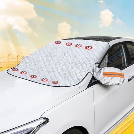 Aiperq Housse de pare-brise de voiture, protection de pare-brise de voiture à 4 couches contre le gel, la neige, le soleil (avec 9 aimants) (1/5)