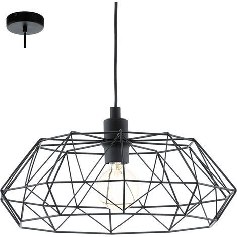 Lampadario A Sospensione Vintage Carlton 2 Acciaio Nero 1 Luce E27 (1/5)