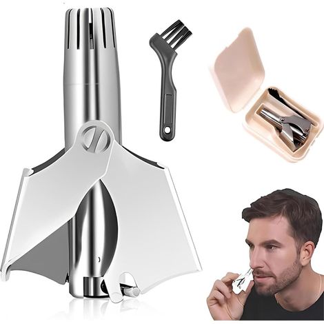 1 Box Nasenhaarschneider Stainless Steel Manual Washable Nose Hair Trimmer With Cleaning Brush For Adults Silver (1/5)