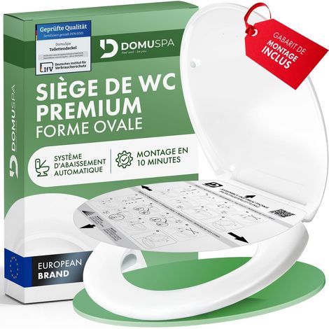 abattant wc avec frein de chute oval 36,6 x 5,5 cm - abattant wc clipsable avec fonction Quick Realease - lunette toilette facile à monter & à nettoyer - plastique haute qualité - adulte (1/5)