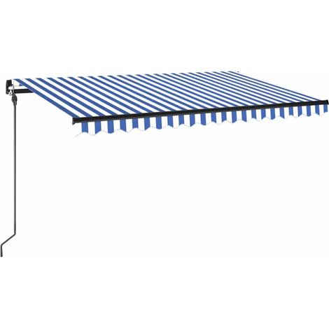 Maison Exclusive - Tenda da Sole Retrattile Manuale con LED 400x300cm Blu e Bianco (1/5)