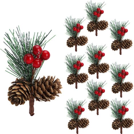 Petits Cônes de Pin et Branches de Sapin pour Décorations de Noël Miniatures (1/5)