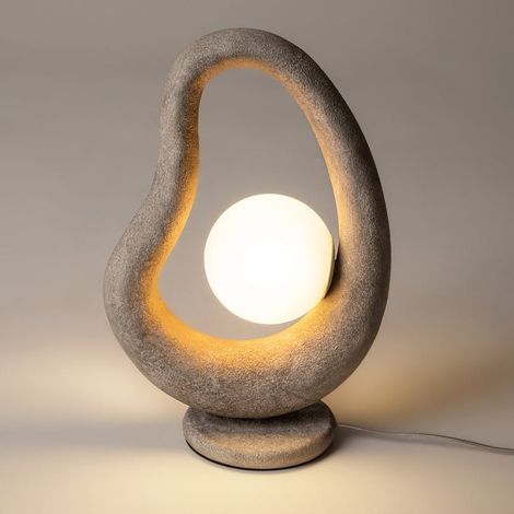 Lampe à poser grise effet béton – globe central LULING (1/5)