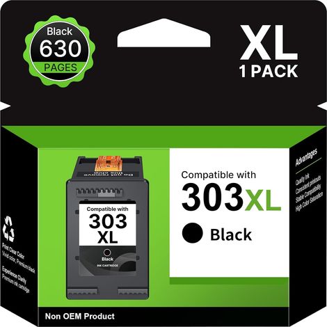 303XL Cartouche Compatible pour HP 303 Noir pour Envy Inspire 7200e (1/5)