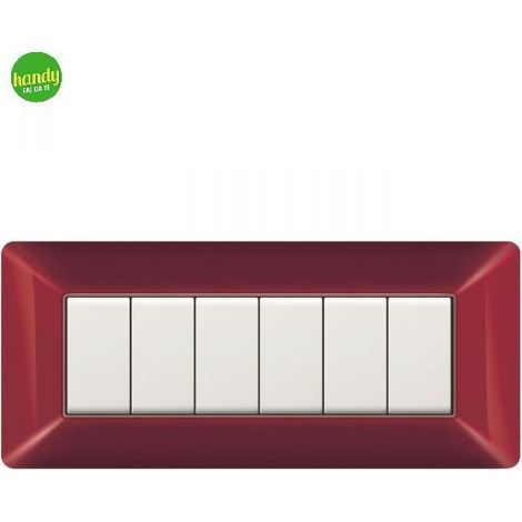 Placca da 6 moduli Easy Elettrocanali in plastica amaranto