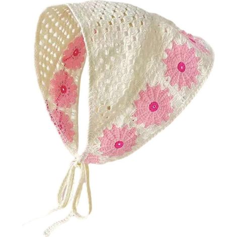 Damen-Kopftuch, gehäkelt, kariert, Blumenmuster, durchbrochenes Kopftuch, dreieckiges Haarband für Mädchen-Q (1/5)
