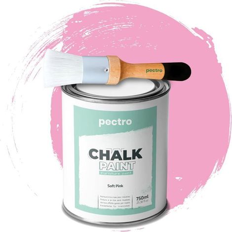 Pittura a Gesso - PECTRO - ROSA DOLCE - 750ml - Pennello in Legno - Finitura Matt