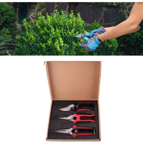 Sécateur - Lame Acier Inoxydable - Poignée Ergonomique Antidérapante - Pour Taille Et Élagage De Branches - Lot De 3 (1/5)