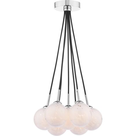 Dar Elpis Suspension Elpis à 7 lumières, finition chrome poli et verre blanc confetti. (1/3)