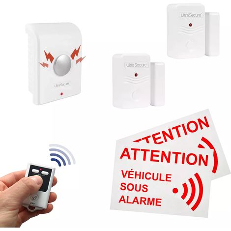 Kit alarme camping-car autonome sans-fil ESSENTIEL 2 - 2 détecteurs ouverture + sirène + télécommande (gamme BT)