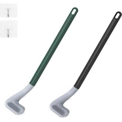 Brosse De Toilette - Manche Long 41 Cm - Tête Rotative 360° - Matériau PP+TPR - Pour Nettoyage Facile Des WC - 2 Pièces (1/4)