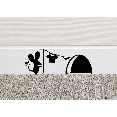 Wandaufkleber „Mausloch“ aus Vinyl, lustiges Mäusemotiv für Zuhause, Fußleiste (1/5)