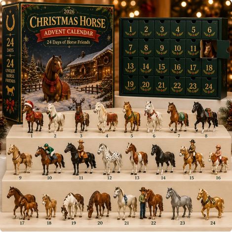 Christmas Advent Calendar - 24 Days with Horse Friends - Christmas Horse Theme Advent Calendar -