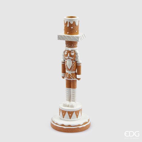 EDG Enzo De Gasperi Portacandela Natale Soldatino Marzapane H 31 Cm D 11 Cm Hazelnut