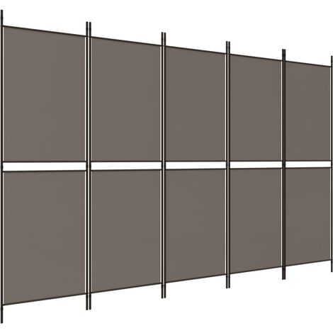 5-Panel Room Divider Anthracite 250x180 cm Fabric vidaXL