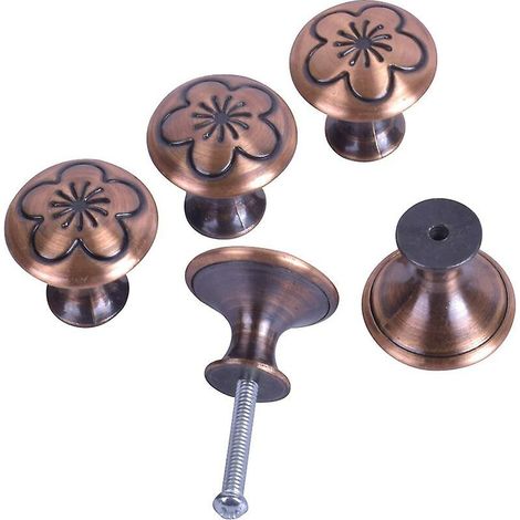 Lot de 4 boutons de tiroir vintage en bronze, poignées de porte de placard rondes (1/5)