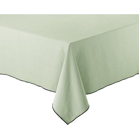 Nappe de Table Rectangulaire en Coton 100% Recyclé Coloris Vert Céladon 170 x 300 cm - PANGIVO (1/2)