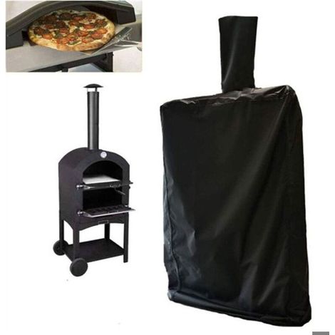 Telo di copertura per forno per pizza da esterno, in tessuto Oxford nero, 55x65x175 cm, impermeabile e antipolvere, con coulisse per proteggere il giardino dalla polvere. (1/5)