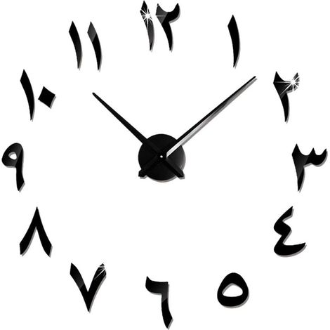 Reloj de pared grande para armar, silencioso, moderno, con adhesivo 3D, ideal para la decoración del hogar y la oficina, regalo (negro) - Crezuo
