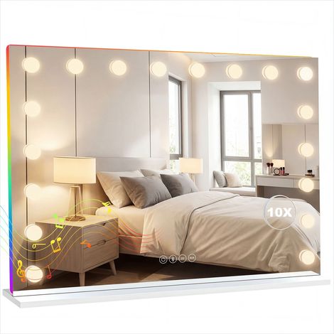 Tabouret Miroir de maquillage Hollywood 60 x 80 cm LED RGB (1/5)