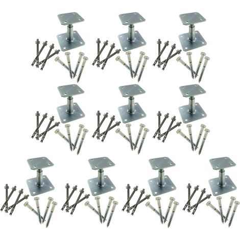 Simpson Strong Tie – Lot de 10 pieds de poteau réglables APB100/150 – Acier S235 JR – Pour bois massif et béton – Applications : pergola, véranda
