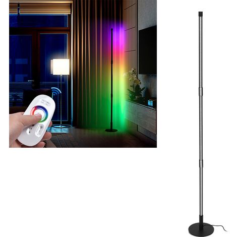 Lampadaire LED, lampe d'angle RGB, éclairage d'ambiance coloré à trois segments pour chambre/pièce, base ronde, modèle avec télécommande (1/5)