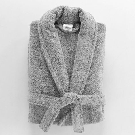 Peignoir Col Chale Tendresse gris perle (1/4)
