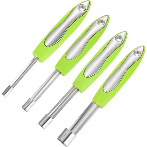 Ensemble de 4 éplucheurs à pommes de tailles différentes, éplucheur multifonction pour fruits et légumes avec poignée en caoutchouc, outil en acier inoxydable pour pommes, poires, cerises, jujubes, da (1/5)