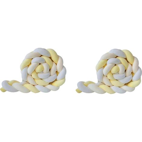 Coussin boule tressée danoise nordique, jaune et blanc (1/4)