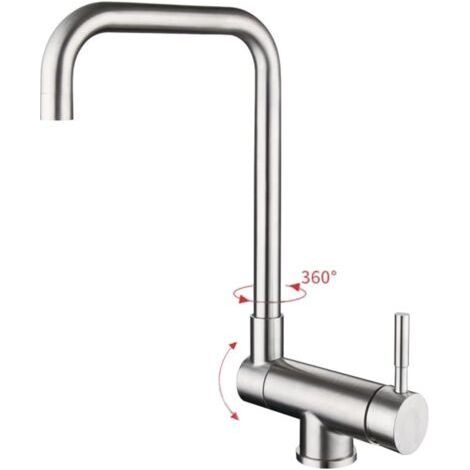 Robinet de cuisine pliable, robinet d'évier pliable, robinets de cuisine cachés, robinet de cuisine pour évier de fenêtre intérieure, robinet pliable (couleur acier inoxydable) (1/4)
