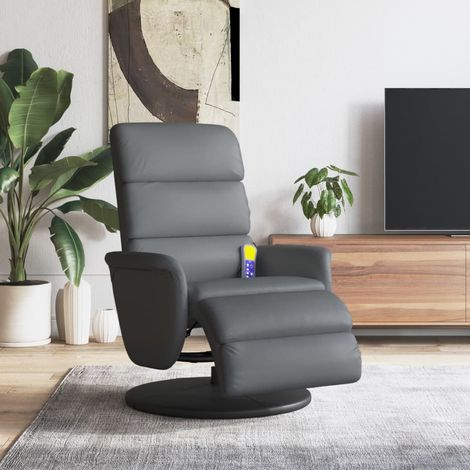 Massagesessel mit Fußteil Grau Kunstleder vidaXL69874