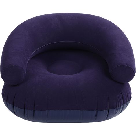 Canapé de chaise longue gonflable pour adultes, dossier en PVC floqué en forme de U, canapé portable pour salon, chambre à coucher, bureau, balcon, voyage en plein air, bleu profond (1/5)