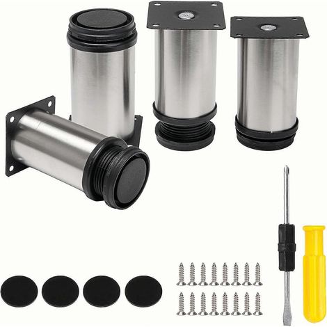 Verstellbare Möbelfüße aus Edelstahl, 50 x 100 mm, runde Schrankfüße für Sofa und Couch, 4er-Pack