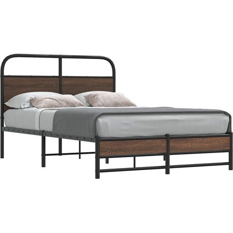 Bettgestell ohne Matratze 135x190 cm Braun Eichen-Optik