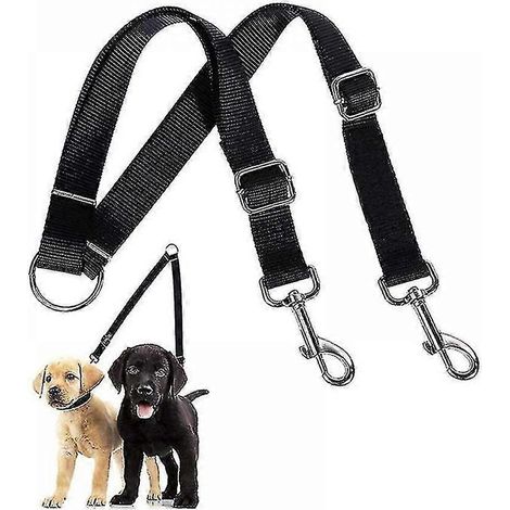 Laisse double robuste et réglable pour chiens, anti-nœuds, pour l'entraînement de deux chiens jusqu'à 50 kg (110 livres). (1/5)