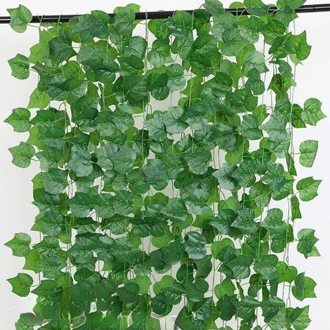 Guirlandes de Feuilles de Vigne Artificielles - 12 Pièces - Guirlandes de Plantes Artificielles - Fausse Vigne Résistante aux UV - 36 Feuilles par (1/2)