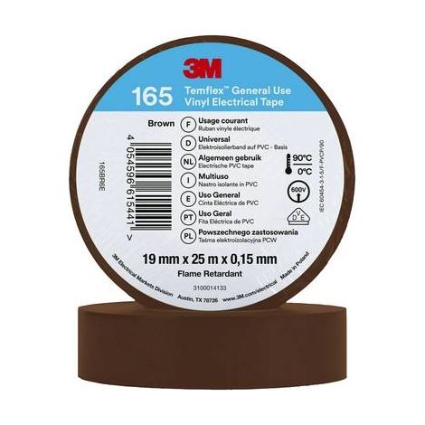 3M Temflex™ 165 165BR6E Nastro isolante Temflex™ 165 Marrone (L x L) 25 m x 19 mm 1 pz.