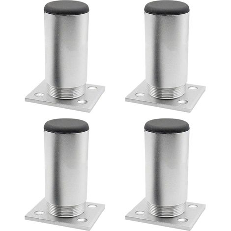 Pieds de table en alliage d'aluminium, pieds de meubles réglables en métal pour plan de travail, petit déjeuner, bar, bureau, armoire d'angle (argent, 4 pièces, taille : 8 cm) (1/5)