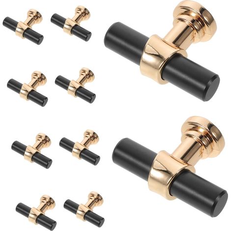 Set da 10 pezzi di maniglie per ante di mobili nere e dorate, pomelli per cassetti resistenti, maniglie per mobili per cucina, camera da letto e armadio, foro singolo (1/5)