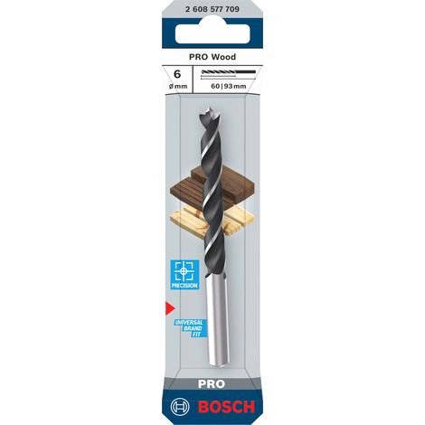 Foret bois Bosch pro wood pointe centrée double spirale 6 mm (1/2)