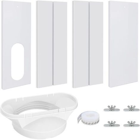 Kit d’installation pour climatiseur mobile 4 bouchons réglables pour fenêtre, kit d’étanchéité et de ventilation pour climatiseurs monoblocs, adapté aux fenêtres et portes avec tuyau d’évacuation (1/5)