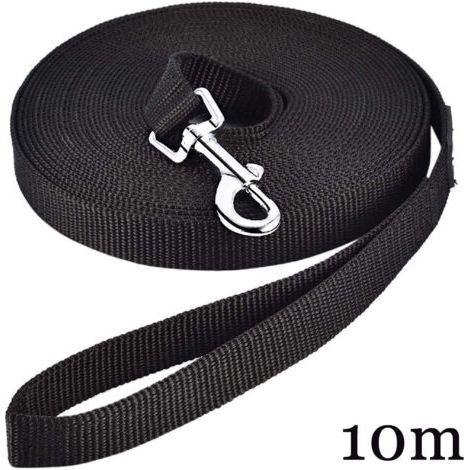 royaluxe-Longe pour Chien (10m Noir), Laisse de Dressage Chien avec Poignée Longe Chien Longue Sangle en Nylon Mains Libre pour Petits à Grands Chiens Animal de Compagnie Promenade Jogging (1/5)