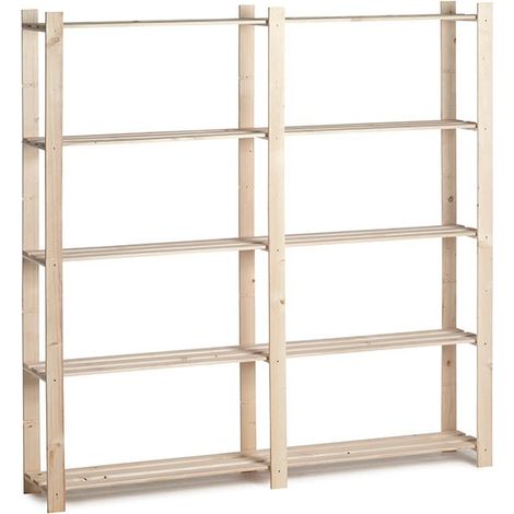 Etagère double en bois 30kg à 5 tablettes - étroit (1/3)