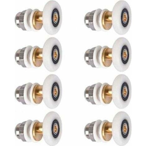 8 Pièces Roulette Porte Douche, Roulettes de Porte Coulissante Cabine de Douche Porte Poulies Roue de Rechange pour Rouleau avec Diamètre de Roues 25mm (1/5)