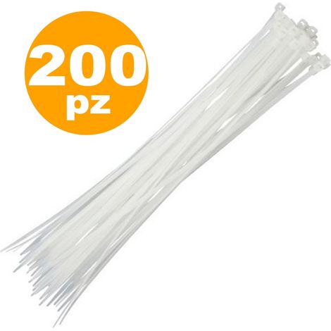 TRADE SHOP - 200 Fascette Fascetta Autostringenti 2.5x100 Auto Stringenti Bianco Trasparente -