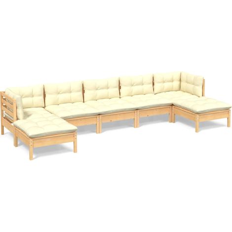 Maison Exclusive - Muebles de jardín 7 piezas cojines madera de p (1/5)