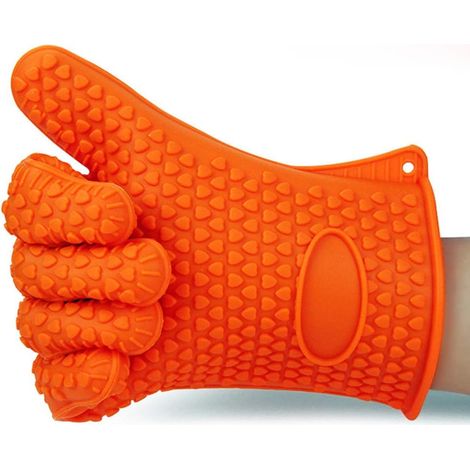 1 complément du gant de silicone en forme de coeur en couleur, des gants de cuisine / barbecue / quatre (orange) (1/5)