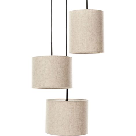 Lampada a sospensione di design moderno Plafoniera in tessuto sintetico con paralume in lino a 3 livelli Beige Parguaza