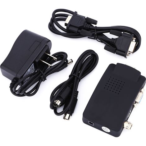 Convertisseur vidéo composite BNC S-Video vers VGA avec adaptateur pour DVR, prise US UK EU AU (1/5)
